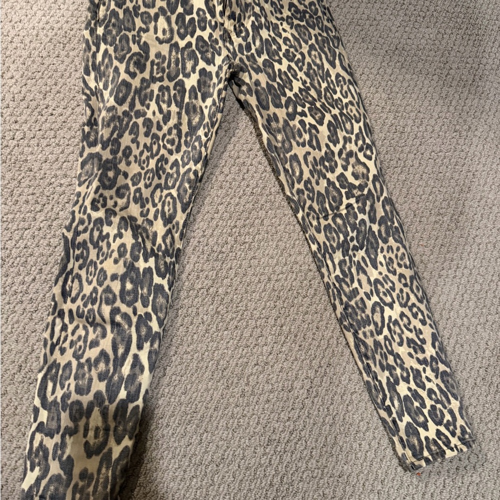 7 For All Mankind Leopard Print Skinny Jeans .